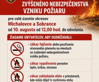 Aktuality / Upozornenie na čas zvýšeného rizika vzniku požiaru - foto